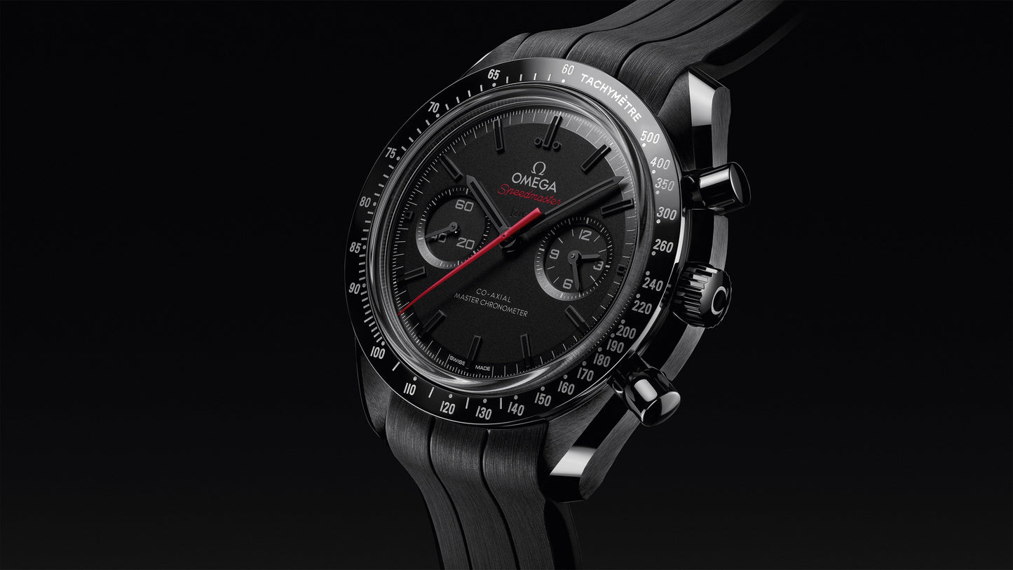 Speedmaster Dark Side of the Moon 44.25 mm, black ceramic on rubber strap