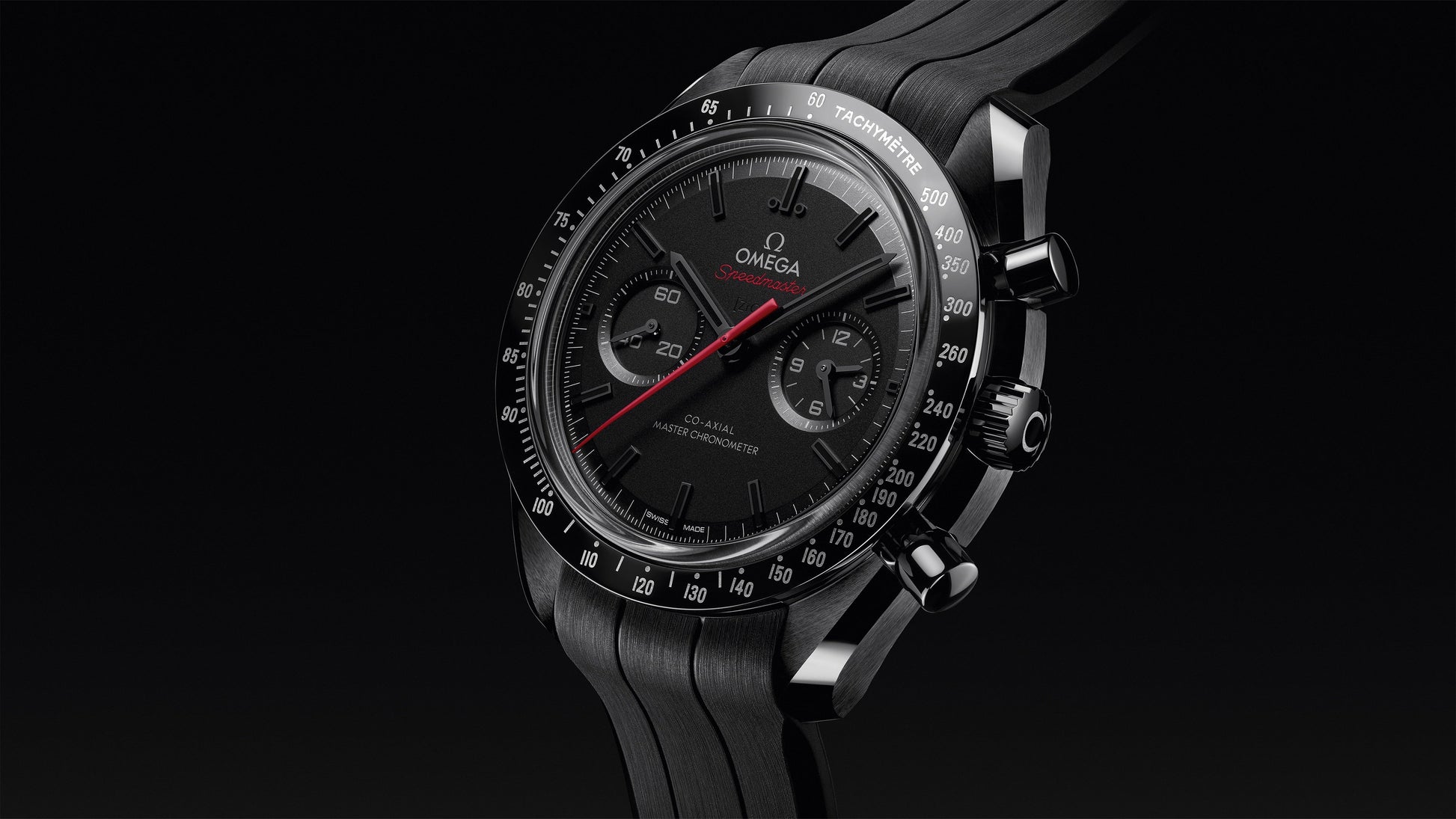 Speedmaster Dark Side of the Moon 44.25 mm, black ceramic on rubber strap
