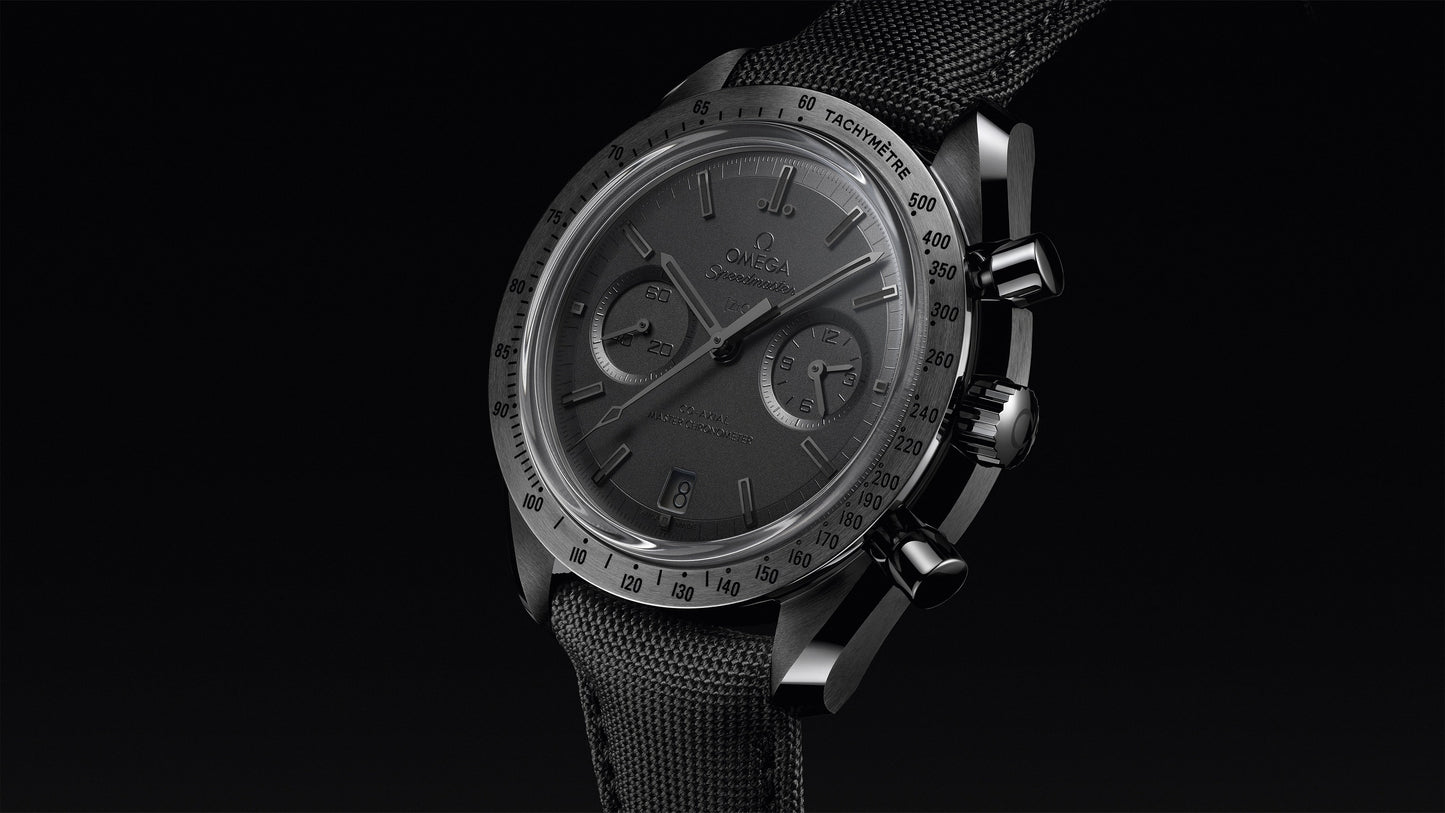 Speedmaster Dark Side of the Moon 44.25 mm, black ceramic on coated nylon fabric strap