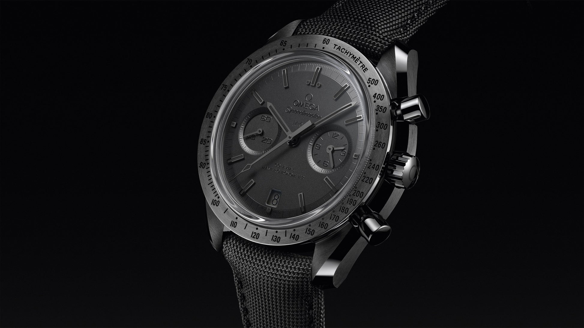 Speedmaster Dark Side of the Moon 44.25 mm, black ceramic on coated nylon fabric strap