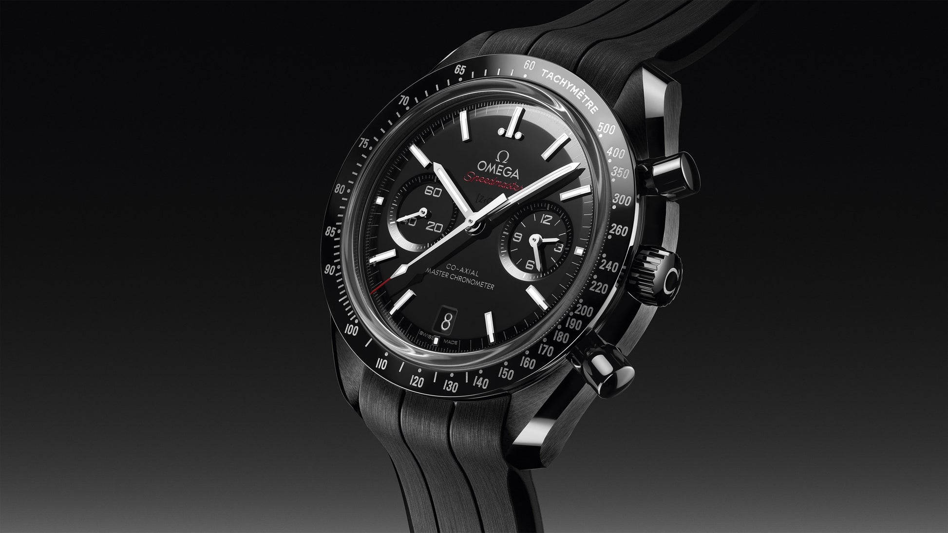 Speedmaster Dark Side of the Moon 44.25 mm, black ceramic on rubber strap