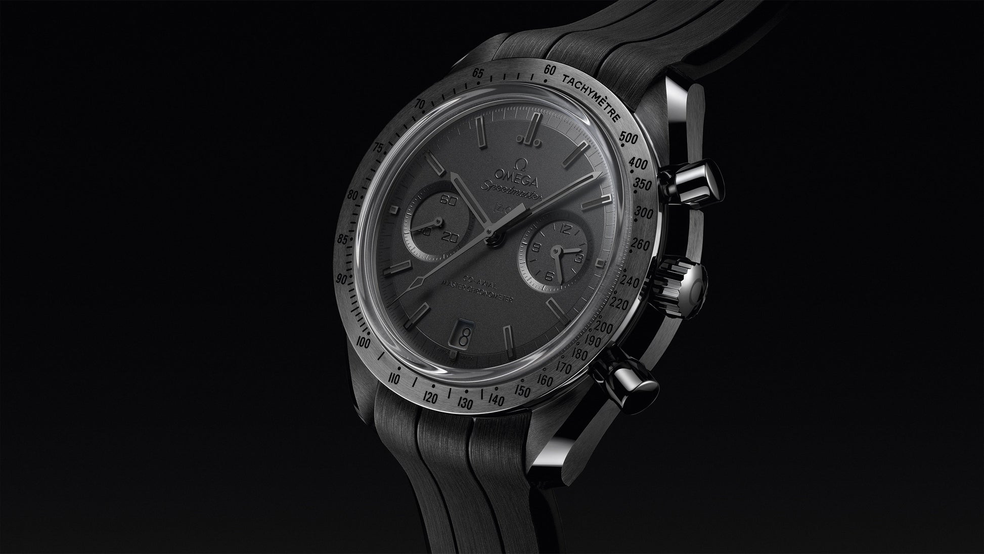 Speedmaster Dark Side of the Moon 44.25 mm, black ceramic on rubber strap