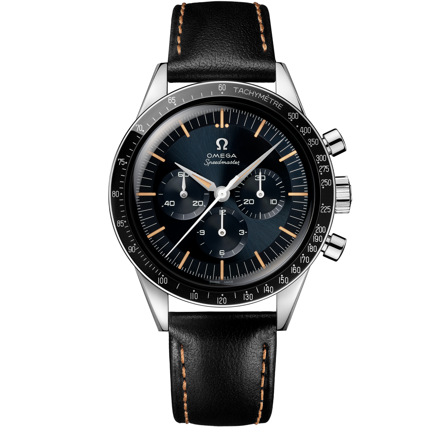 Speedmaster First OMEGA in Space 39.7 mm, steel on leather strap