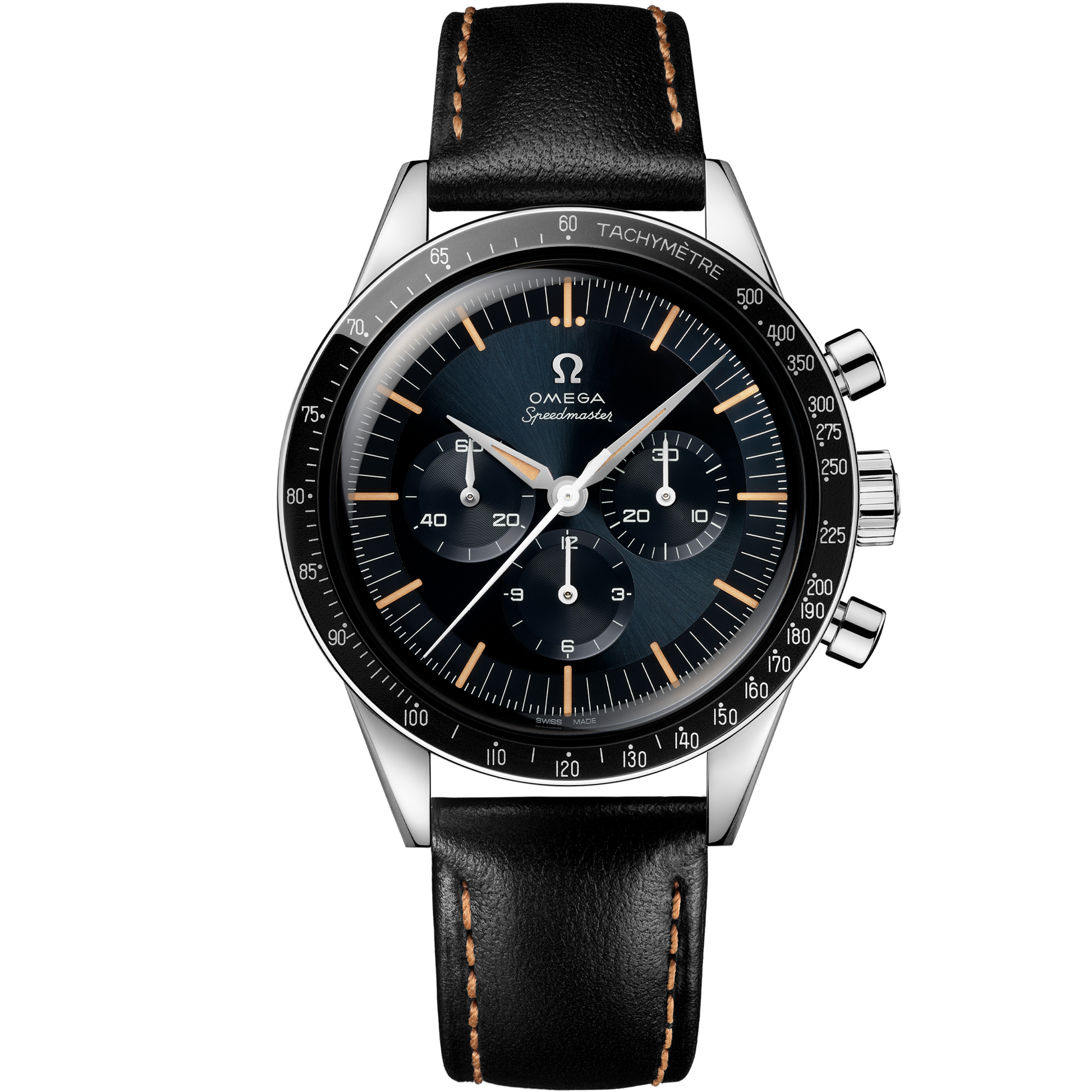Speedmaster First OMEGA in Space 39.7 mm, steel on leather strap