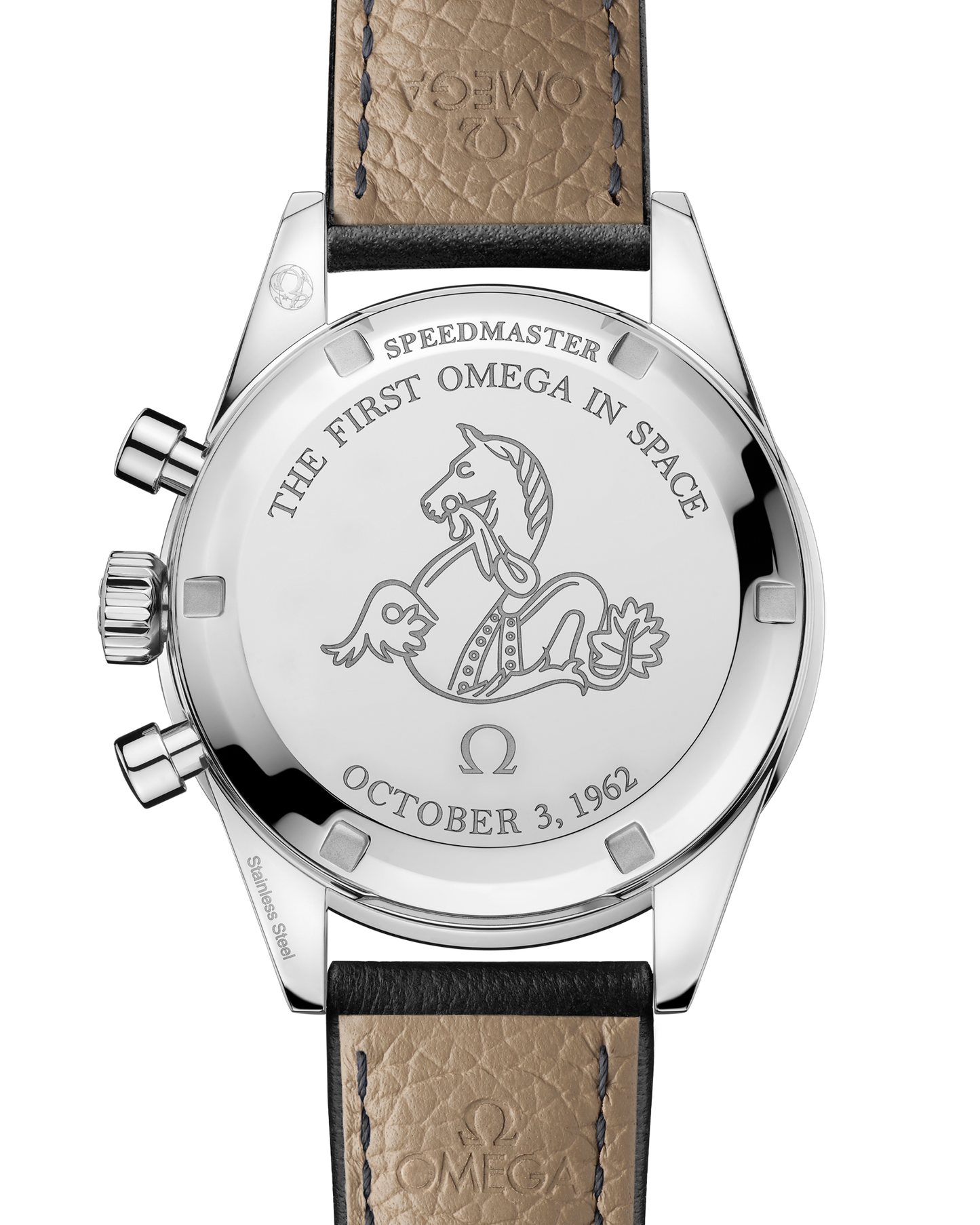 Speedmaster First OMEGA in Space 39.7 mm, steel on leather strap