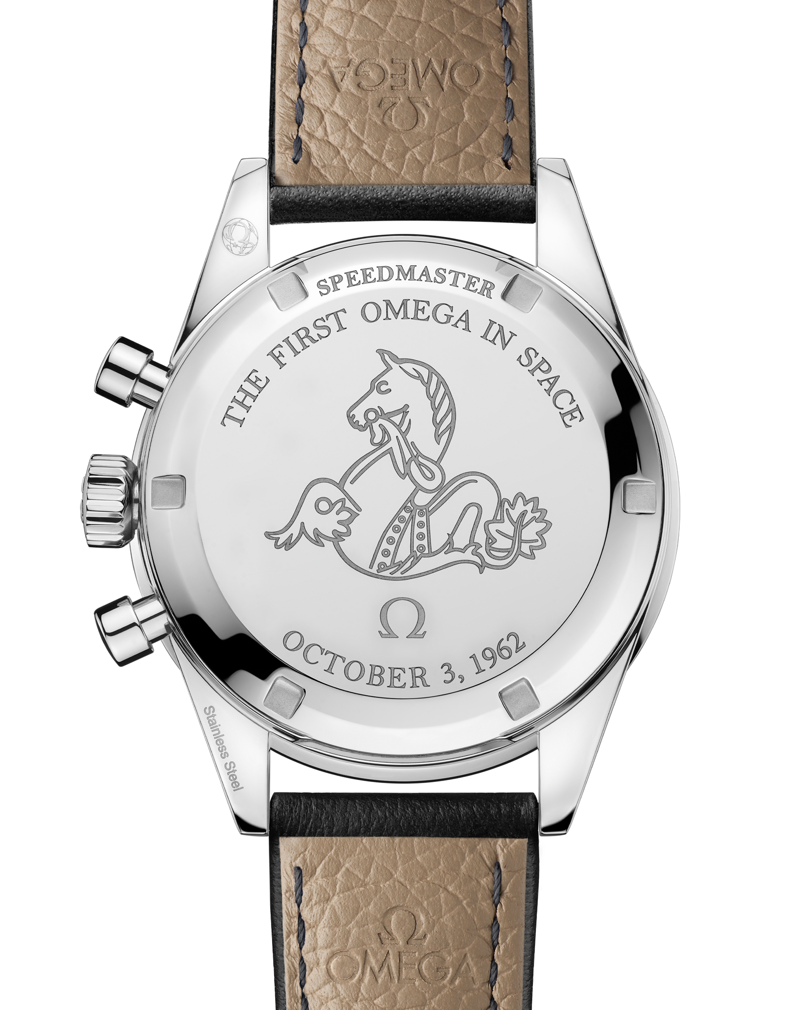 Speedmaster First OMEGA in Space 39.7 mm, steel on leather strap