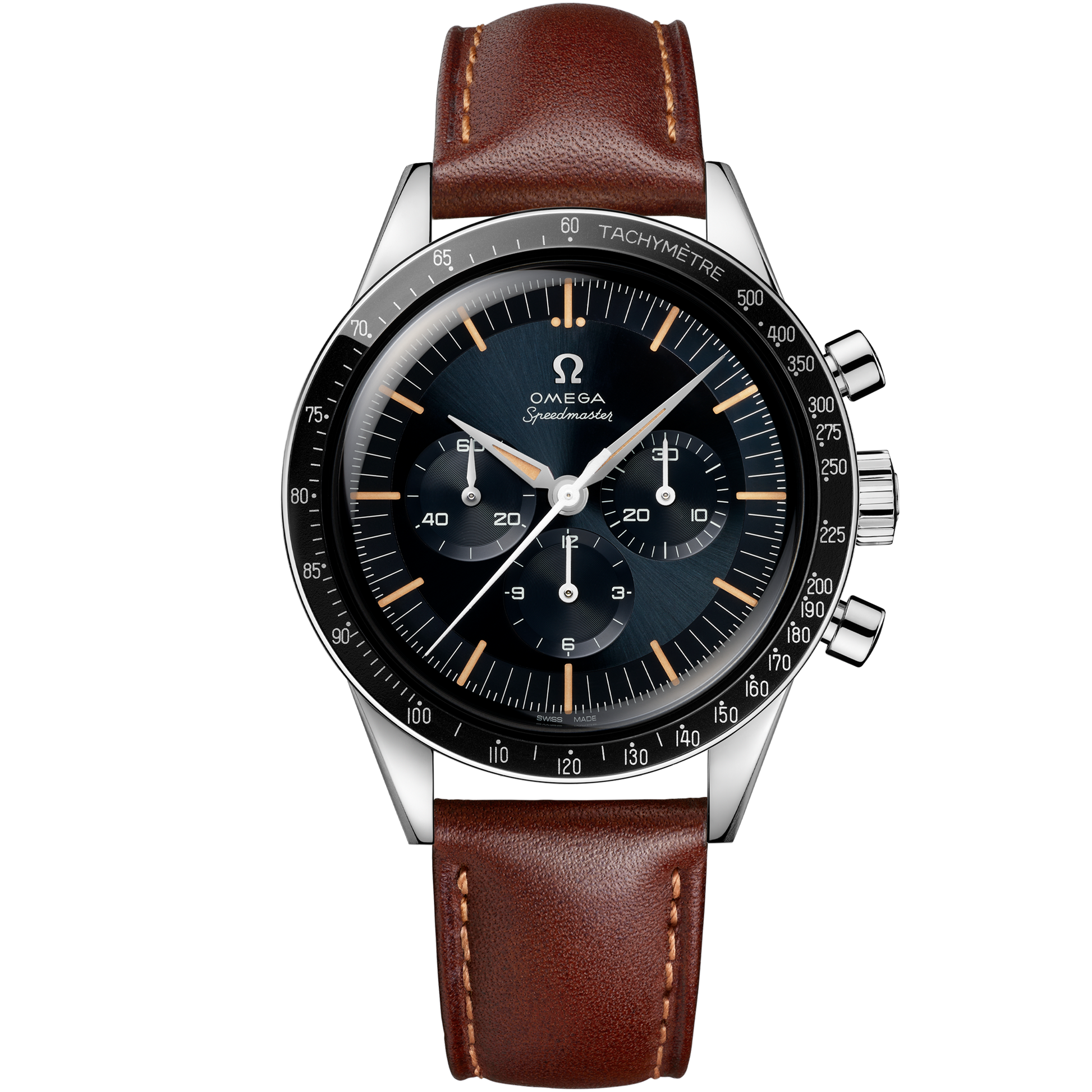 Speedmaster First OMEGA in Space 39.7 mm, steel on leather strap