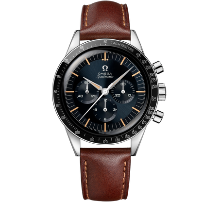 Speedmaster First OMEGA in Space 39.7 mm, steel on leather strap
