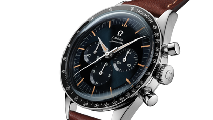 Speedmaster First OMEGA in Space 39.7 mm, steel on leather strap