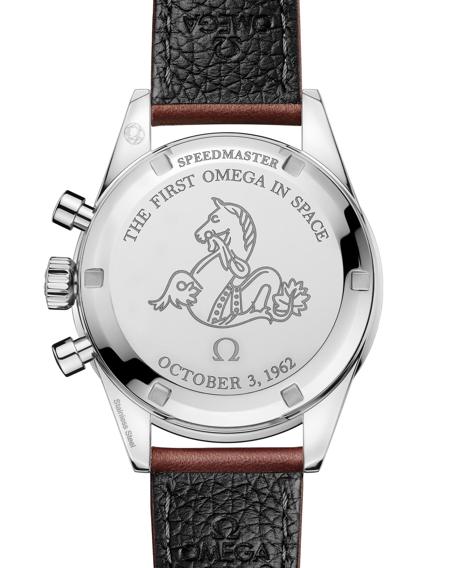Speedmaster First OMEGA in Space 39.7 mm, steel on leather strap