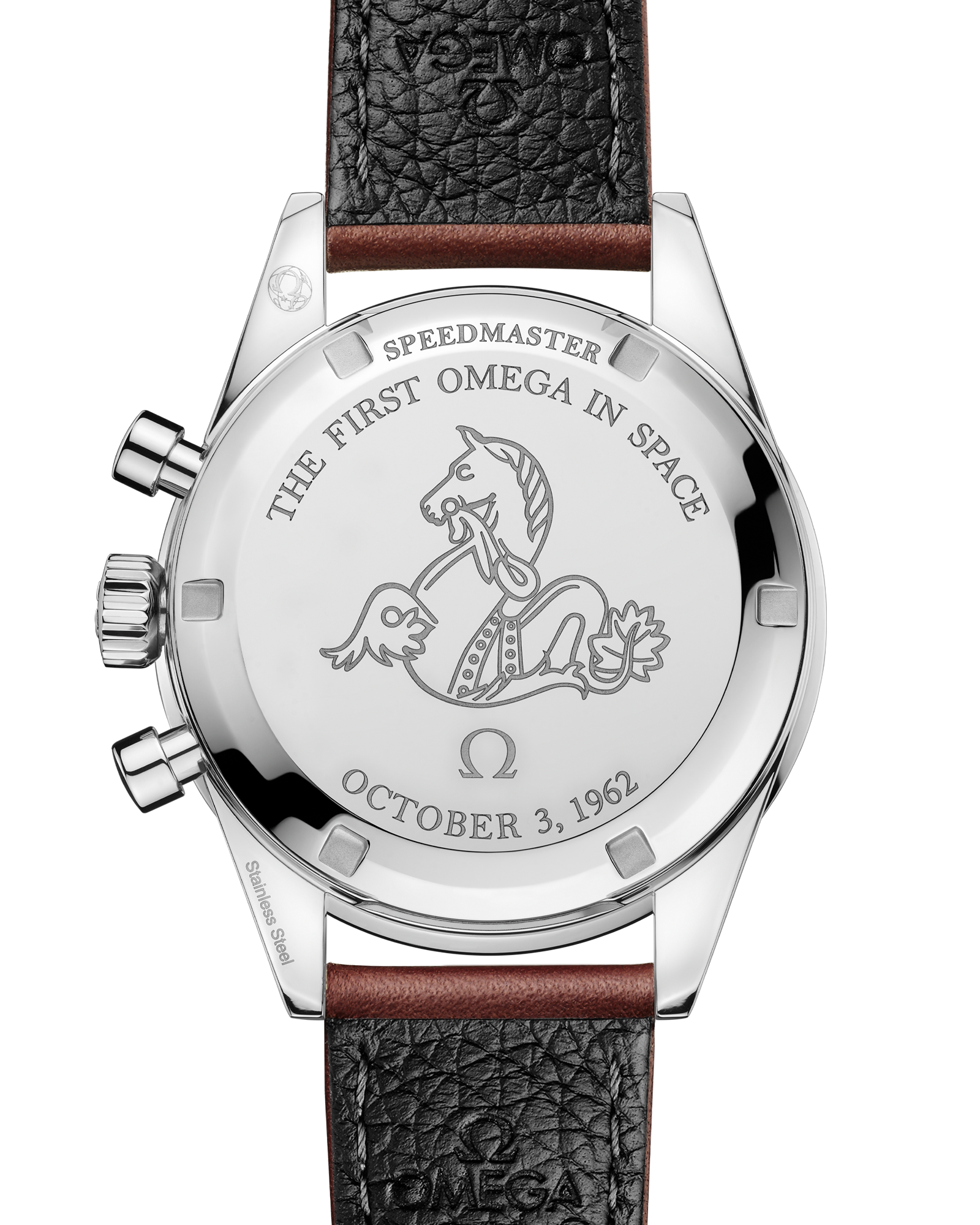 Speedmaster First OMEGA in Space 39.7 mm, steel on leather strap