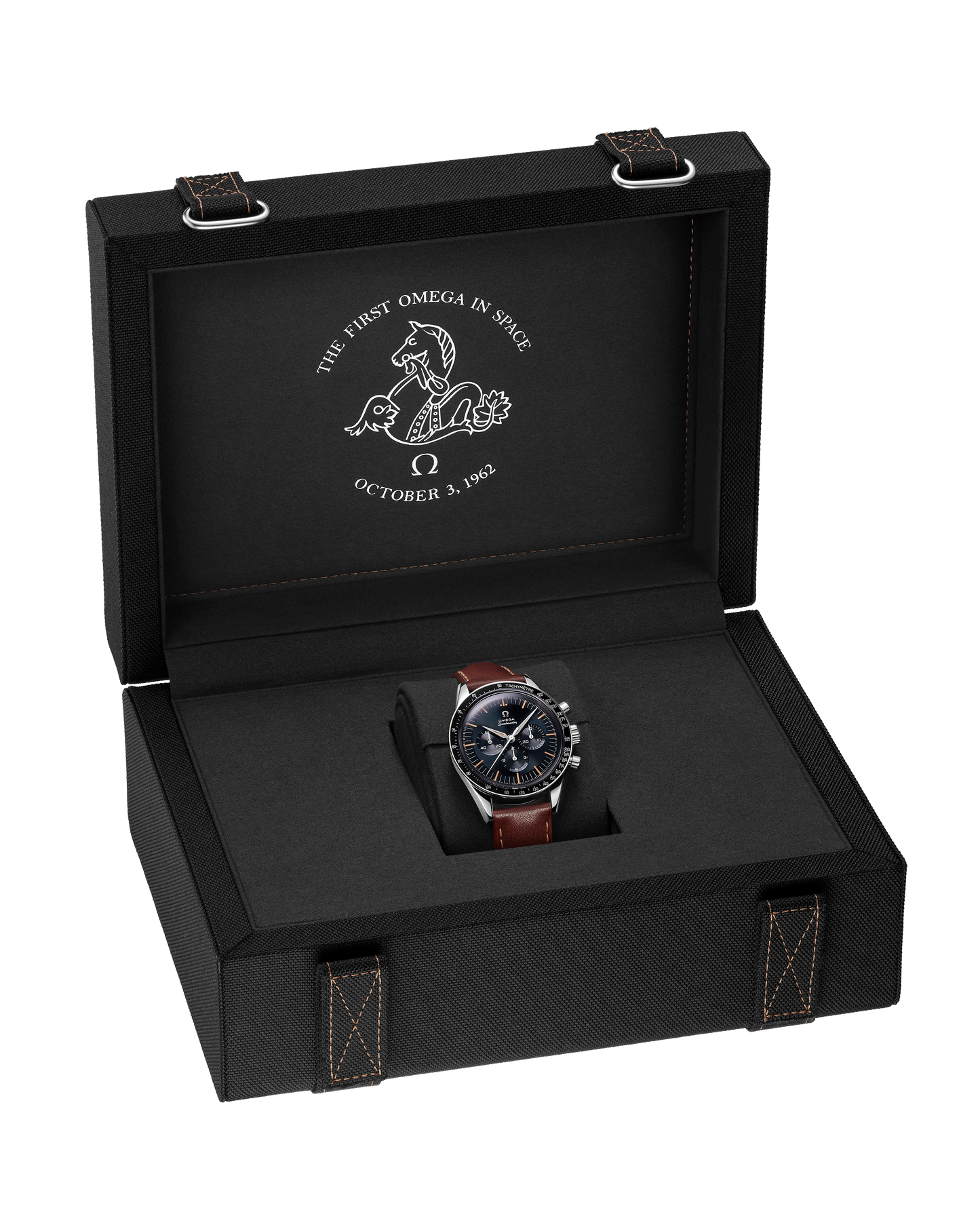 Speedmaster First OMEGA in Space 39.7 mm, steel on leather strap