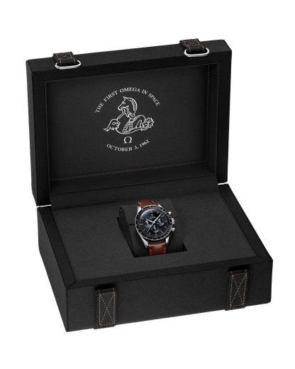 Speedmaster First OMEGA in Space 39.7 mm, steel on leather strap