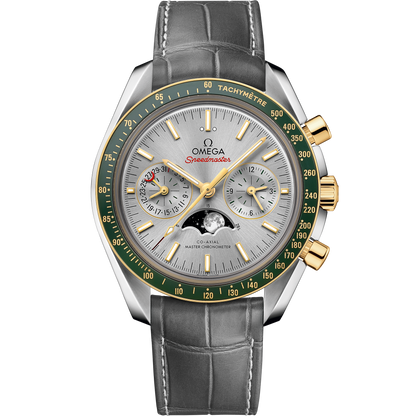 Speedmaster Moonphase 44.25 mm, steel ‑ yellow gold on leather strap