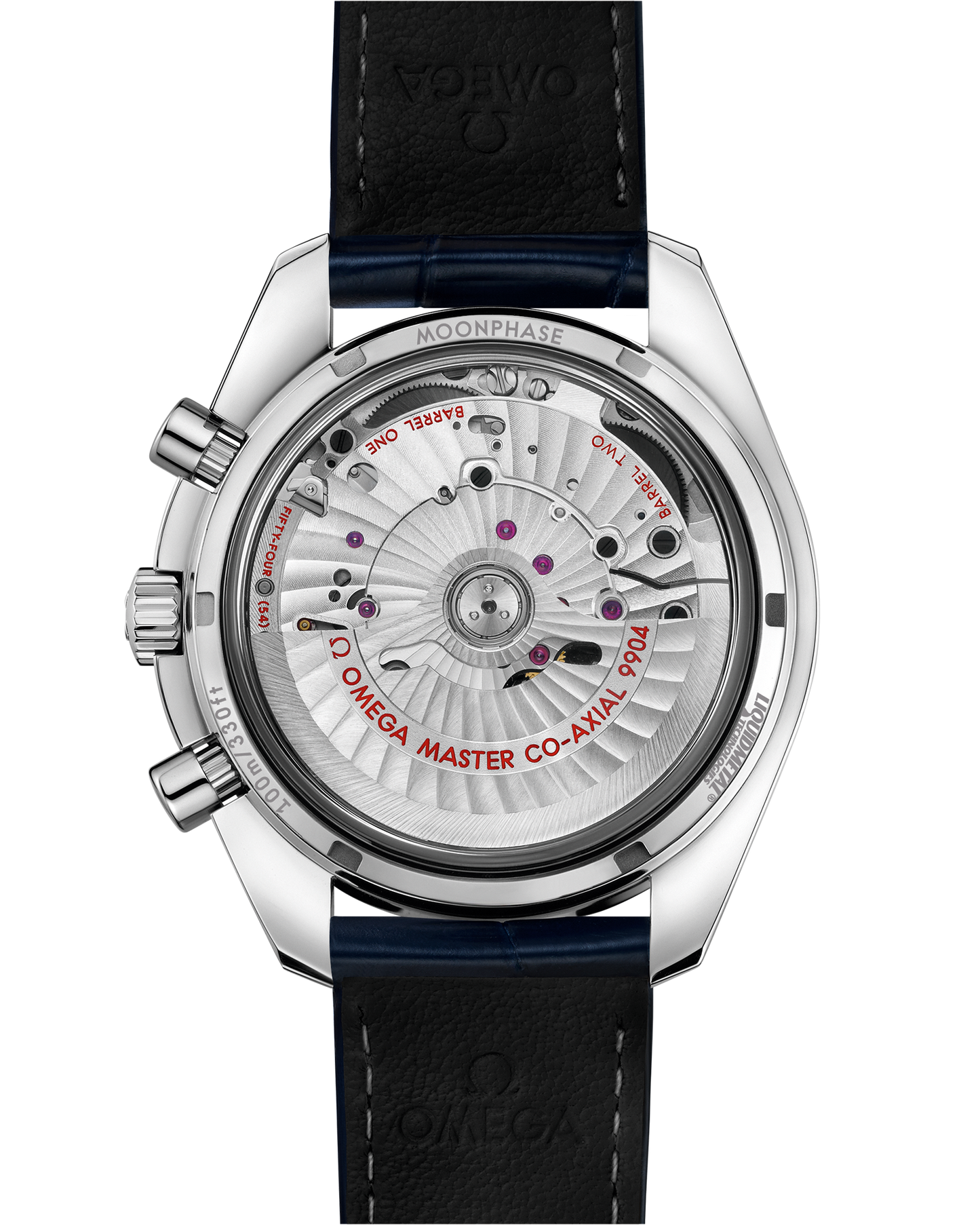 Speedmaster Moonphase 44.25 mm, steel on leather strap