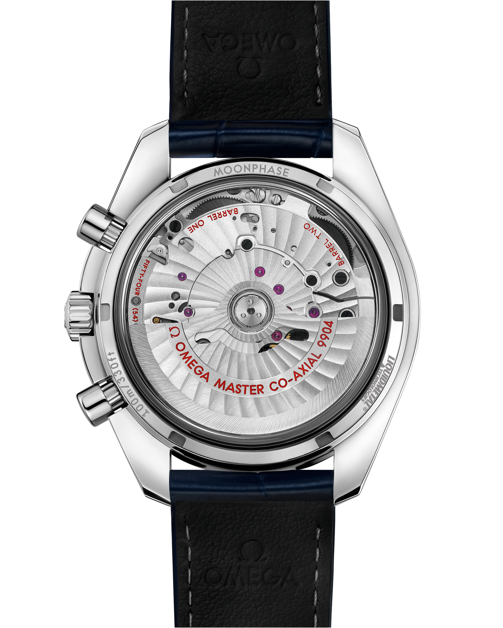 Speedmaster Moonphase 44.25 mm, steel on leather strap