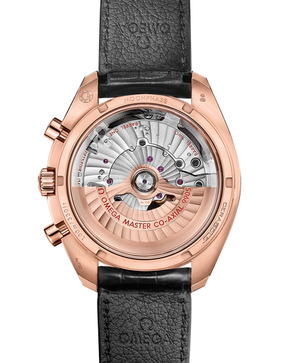 Speedmaster Moonphase 44.25 mm, Sedna™ gold on leather strap