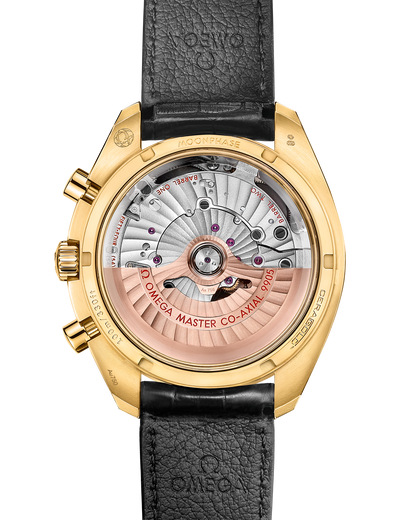 Speedmaster Moonphase 44.25 mm, yellow gold on leather strap