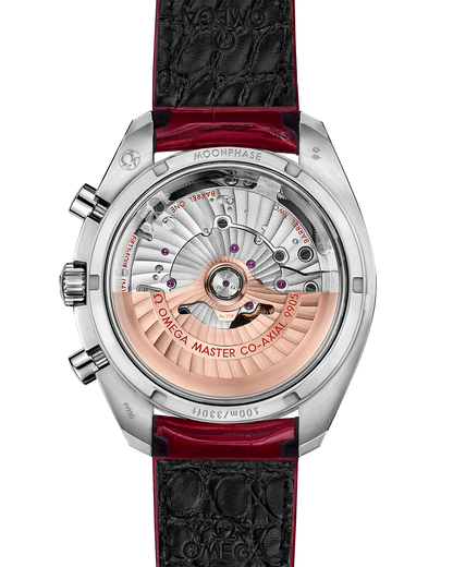 Speedmaster Moonphase 44.25 mm, platinum on leather strap