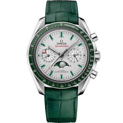 Speedmaster Moonphase 44.25 mm, platinum on leather strap