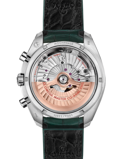 Speedmaster Moonphase 44.25 mm, platinum on leather strap