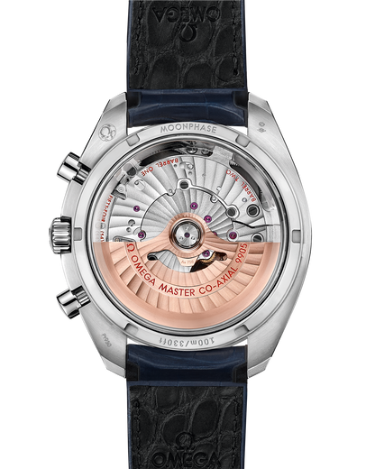 Speedmaster Moonphase 44.25 mm, platinum on leather strap