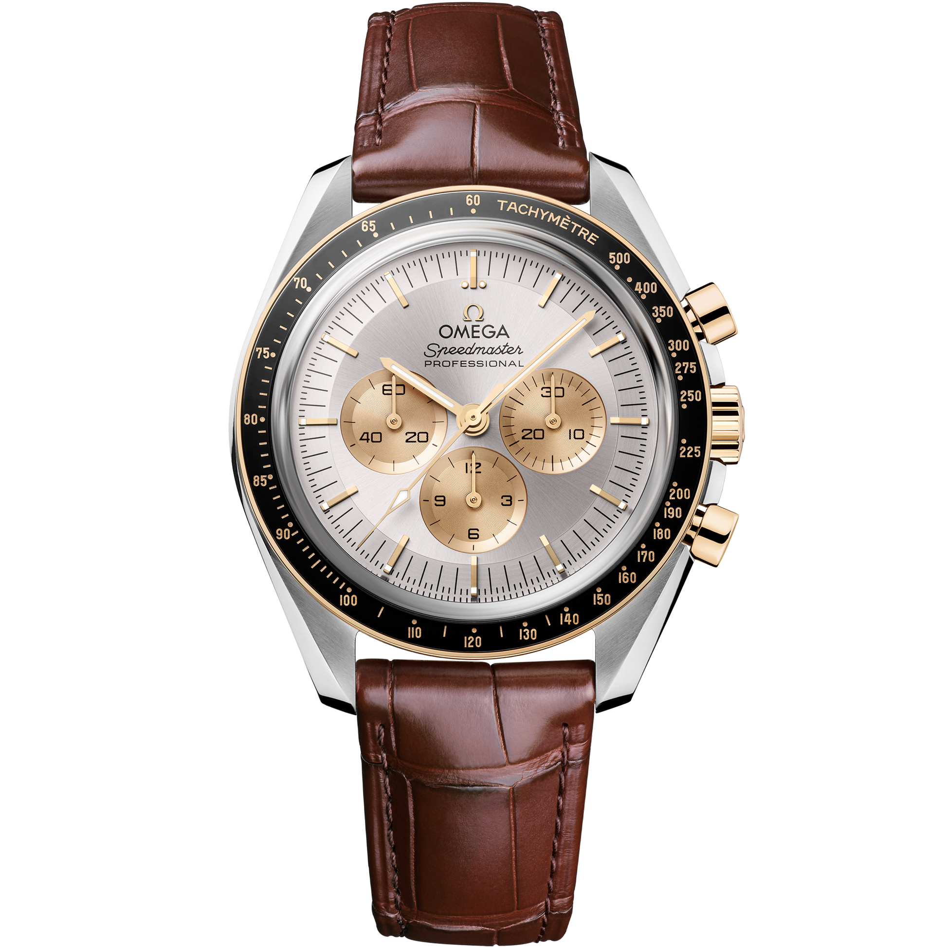 Speedmaster Moonwatch Professional 42 mm, steel ‑ Moonshine™ gold on alligator