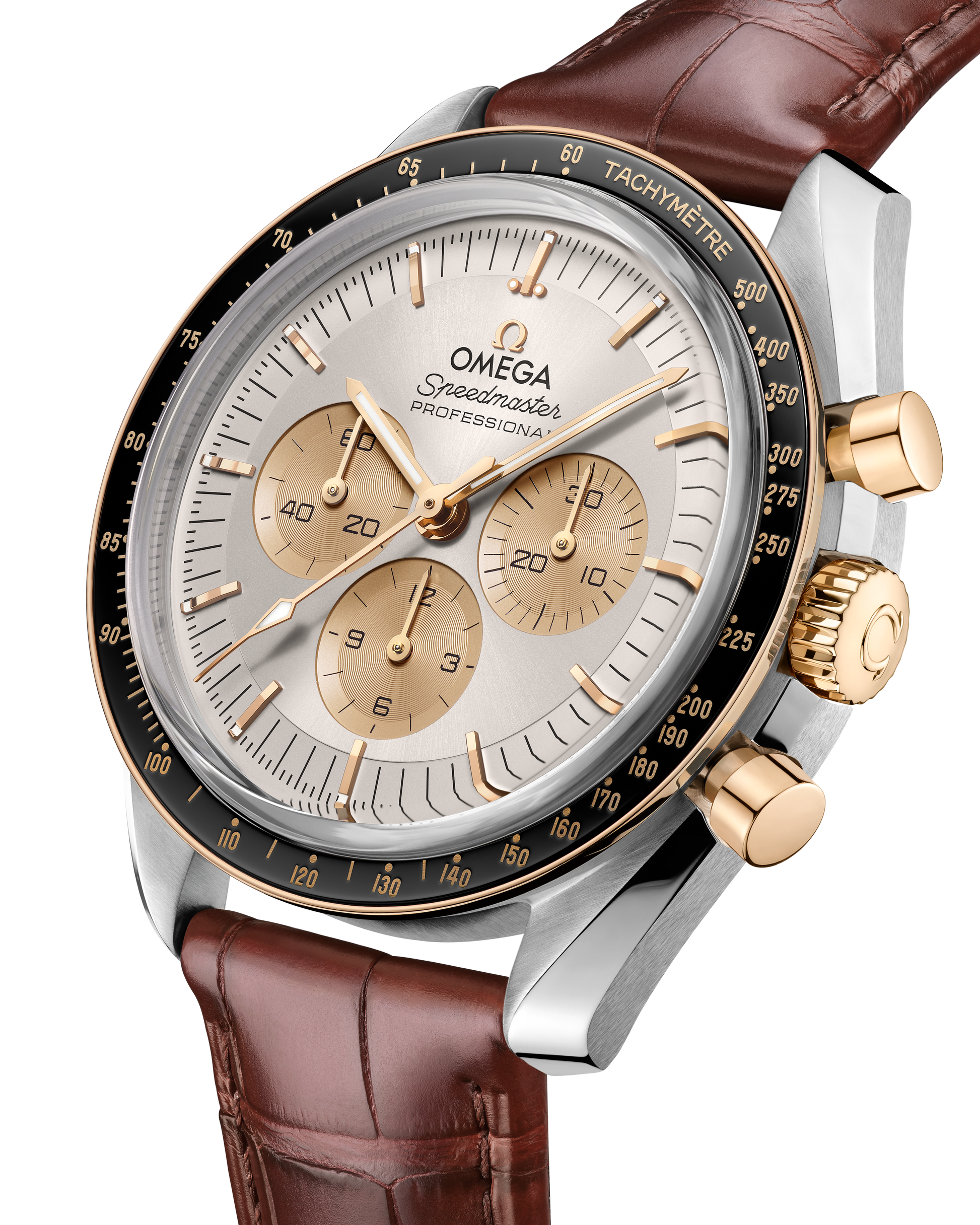 Speedmaster Moonwatch Professional 42 mm, steel ‑ Moonshine™ gold on alligator