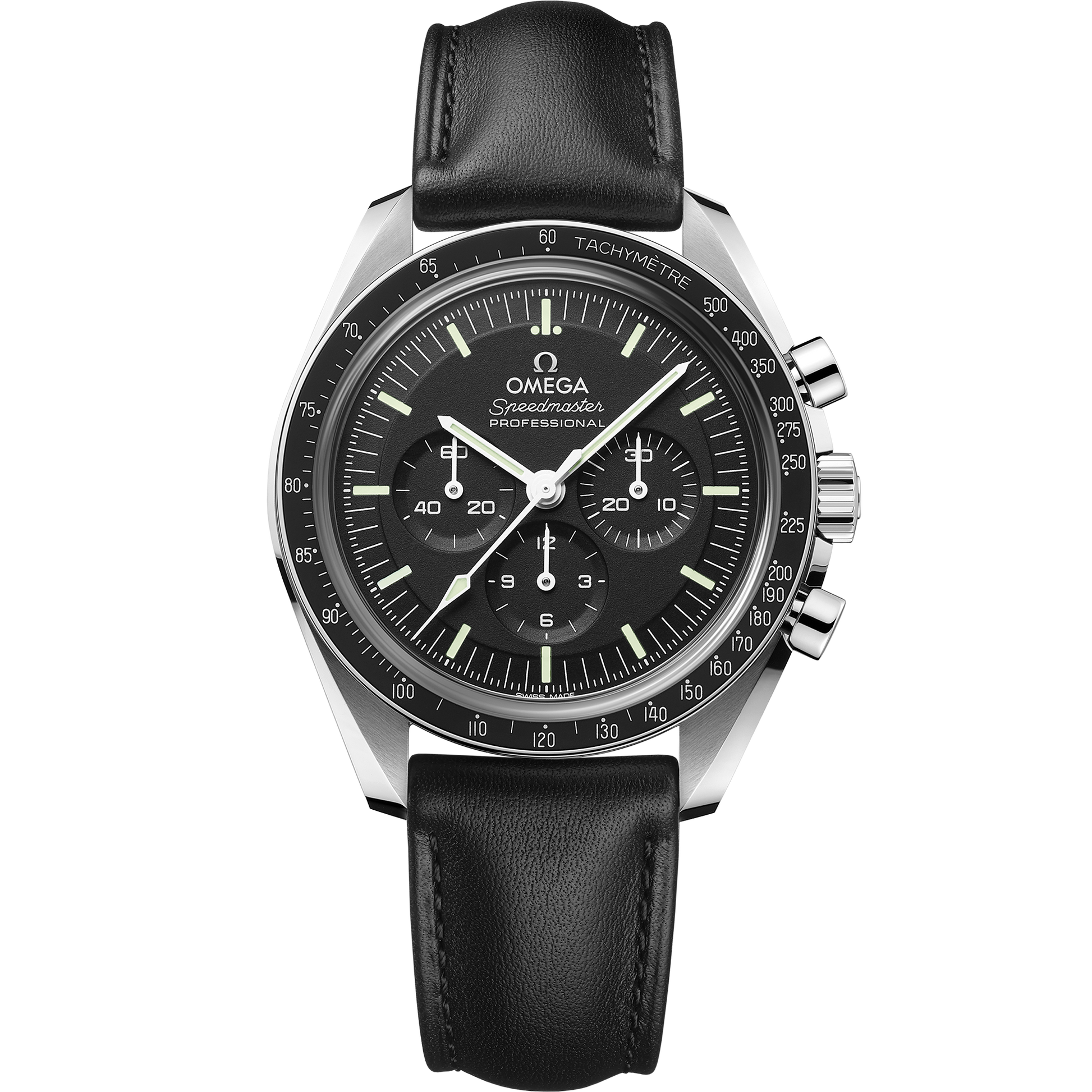 Speedmaster Moonwatch Professional 42 mm, steel on leather strap