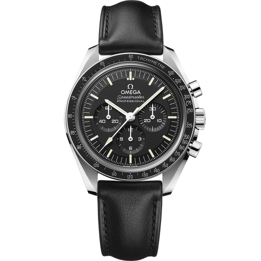 Speedmaster Moonwatch Professional 42 mm, steel on leather strap