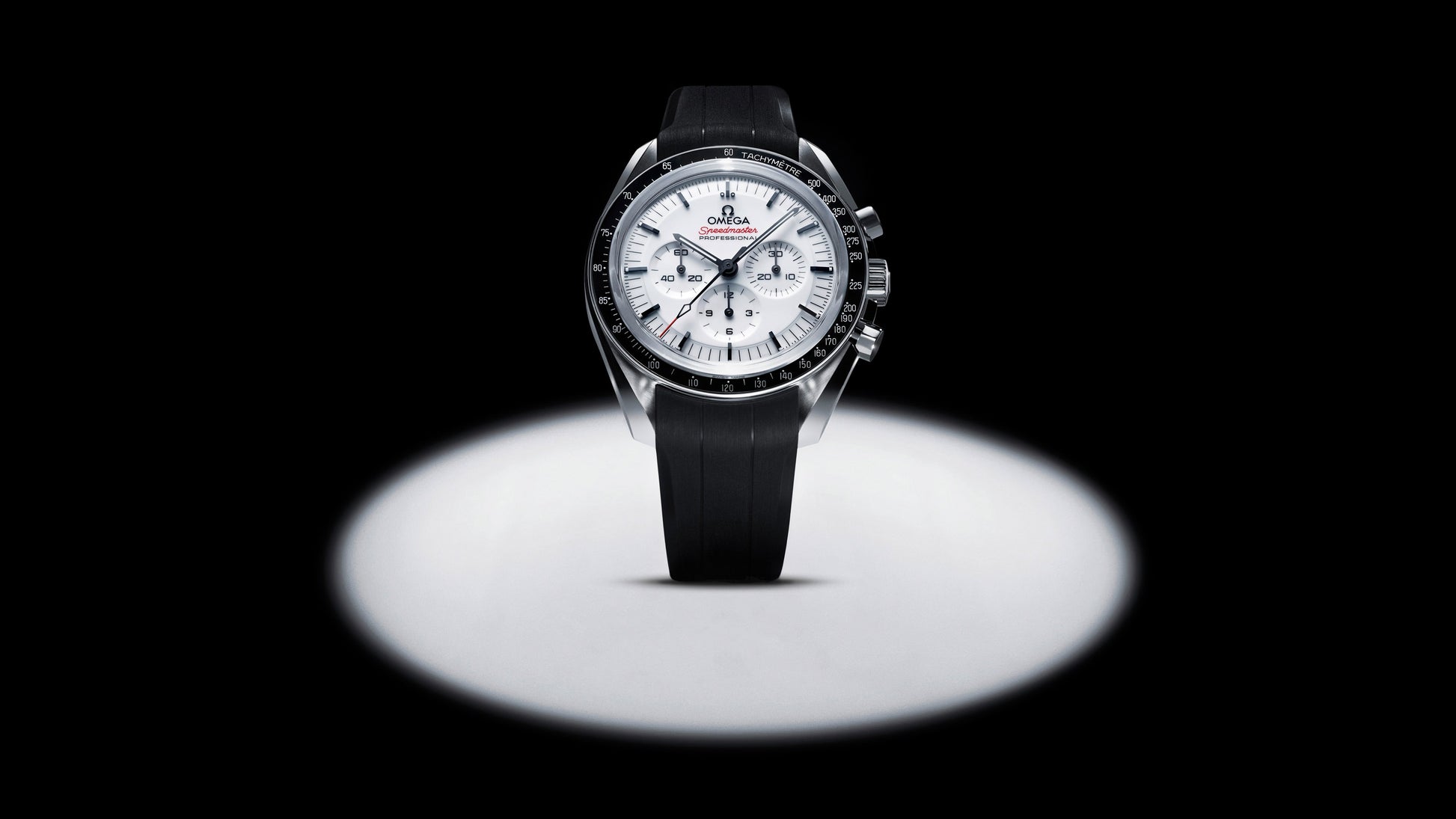 Speedmaster Moonwatch Professional 42 mm, steel on rubber strap