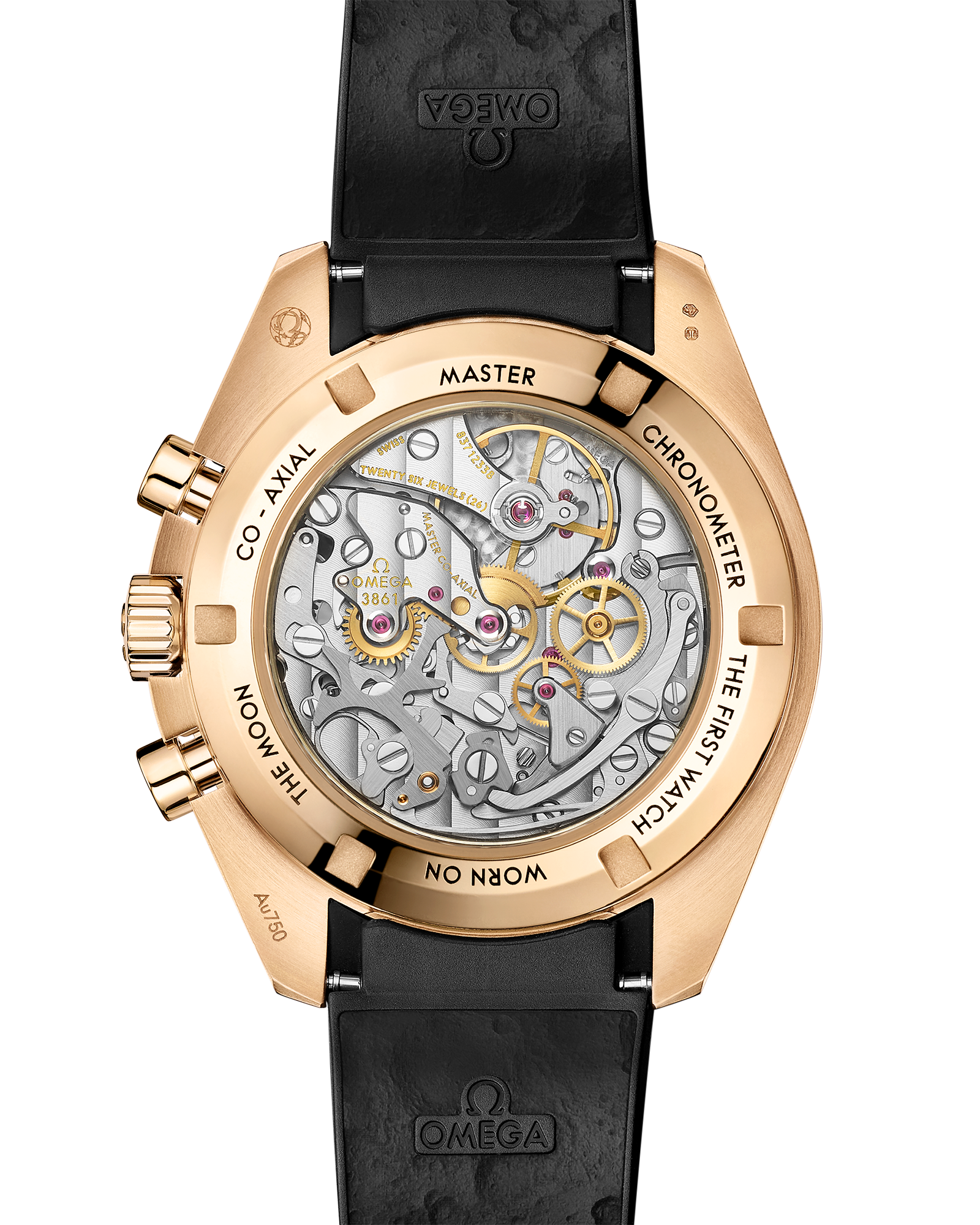 Speedmaster Moonwatch Professional 42 mm, Moonshine™ gold on rubber strap