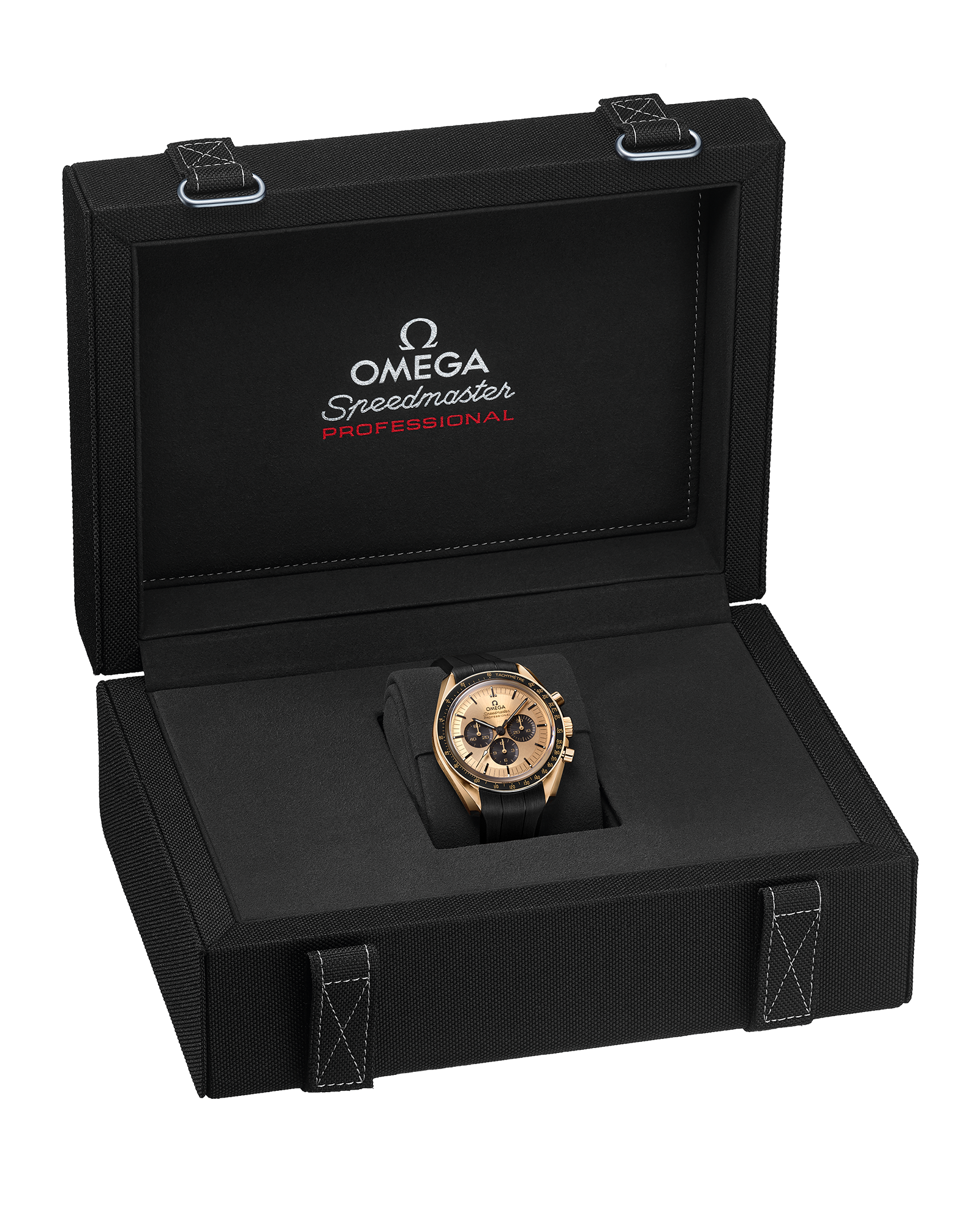 Speedmaster Moonwatch Professional 42 mm, Moonshine™ gold on rubber strap