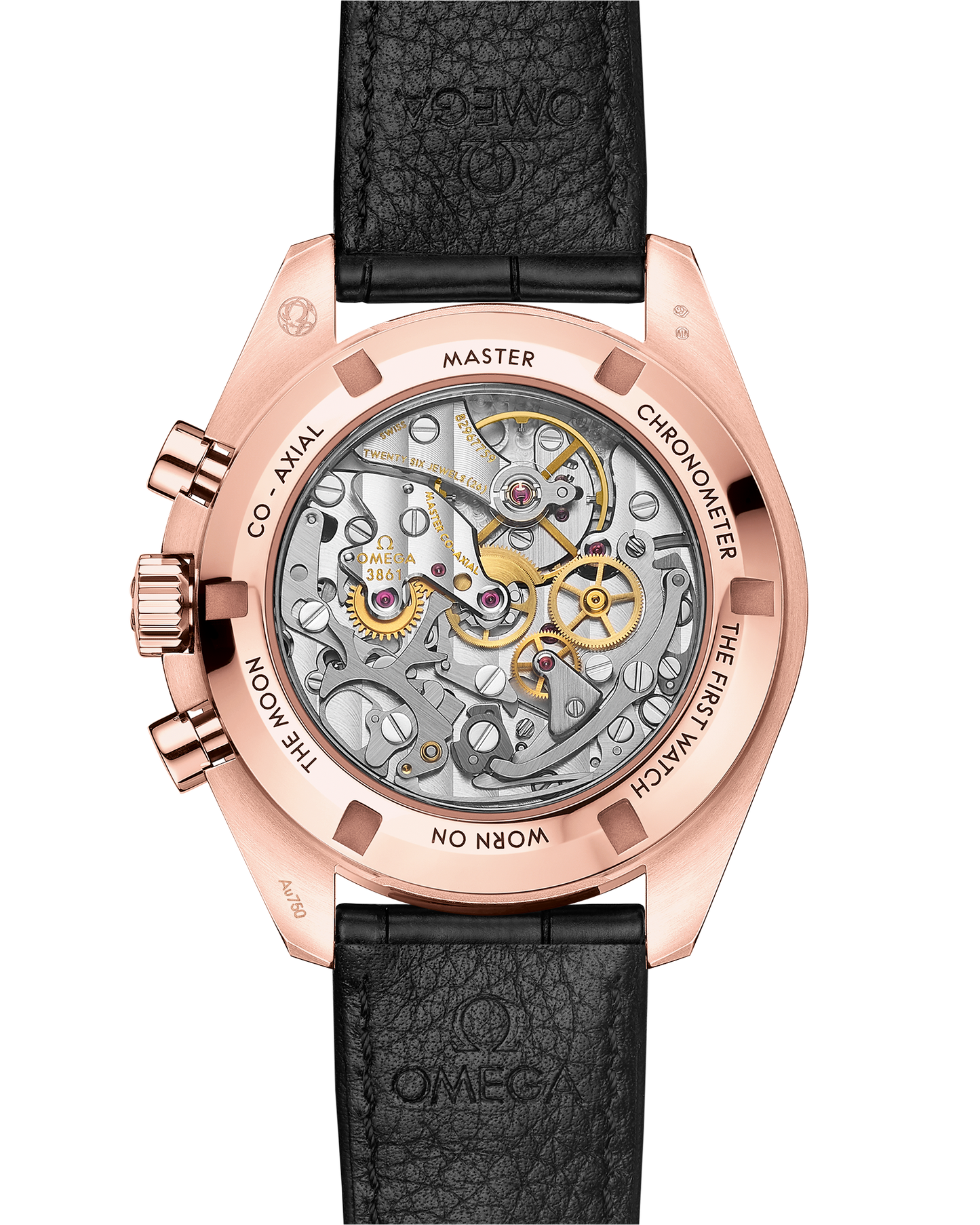 Speedmaster Moonwatch Professional 42 mm, Sedna™ gold on leather strap