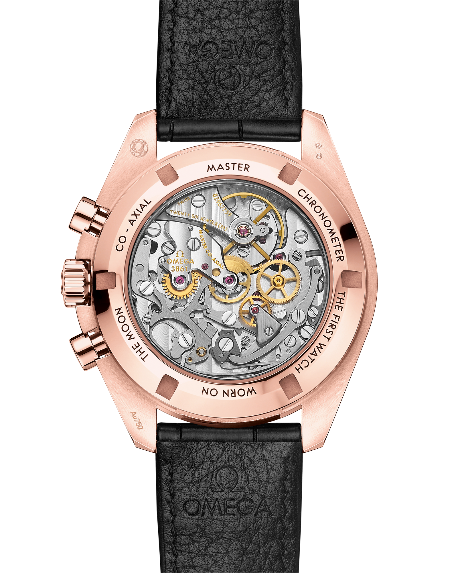 Speedmaster Moonwatch Professional 42 mm, Sedna™ gold on leather strap