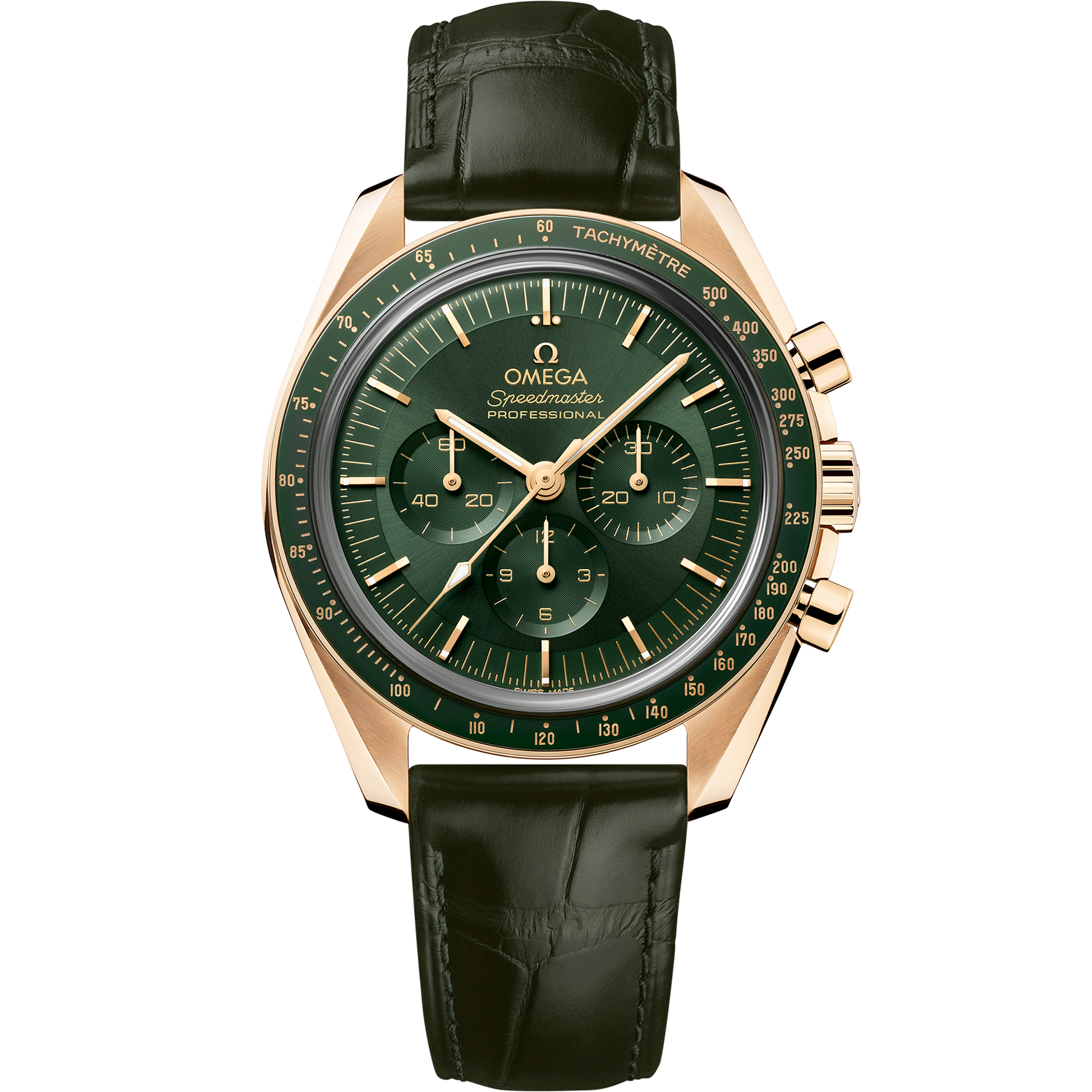 Speedmaster Moonwatch Professional 42 mm, Moonshine™ gold on leather strap