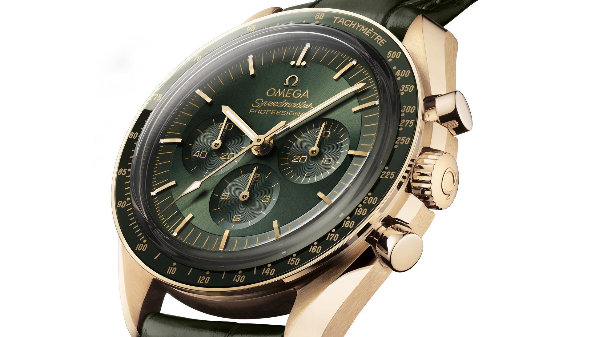 Speedmaster Moonwatch Professional 42 mm, Moonshine™ gold on leather strap