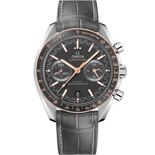 Speedmaster Racing 44.25 mm, steel on leather strap