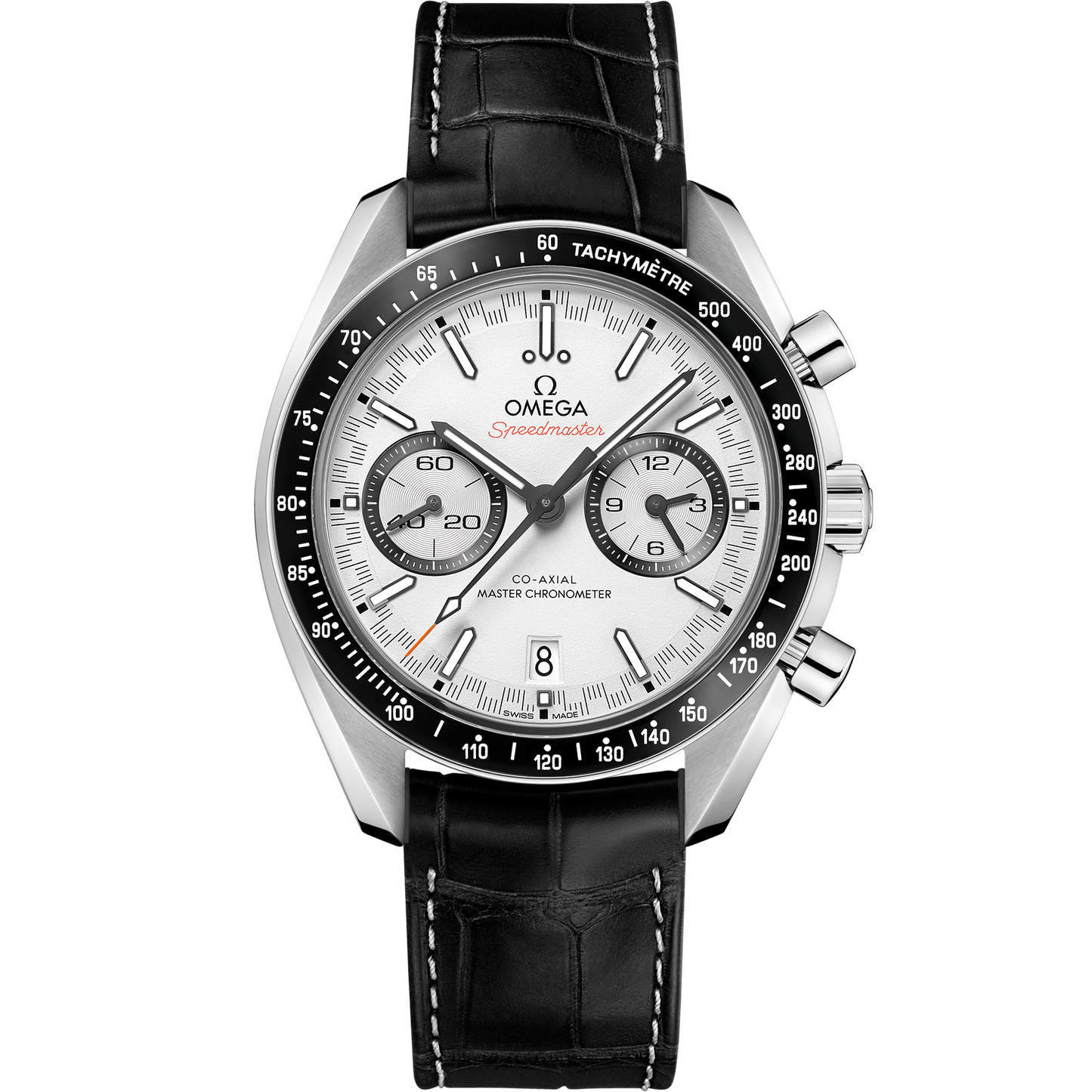 Speedmaster Racing 44.25 mm, steel on leather strap