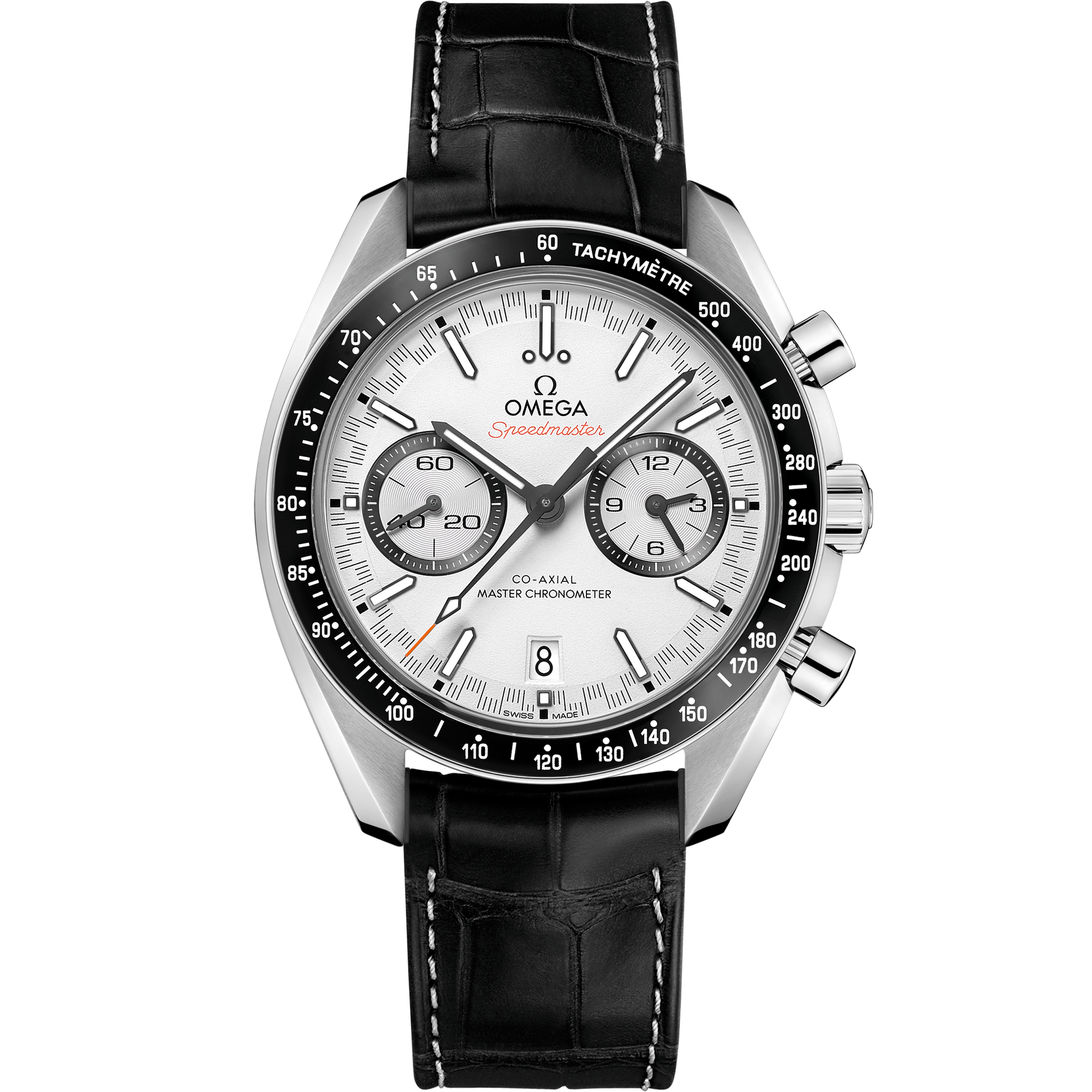 Speedmaster Racing 44.25 mm, steel on leather strap