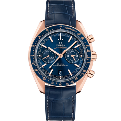 Speedmaster Racing 44.25 mm, Sedna™ gold on leather strap