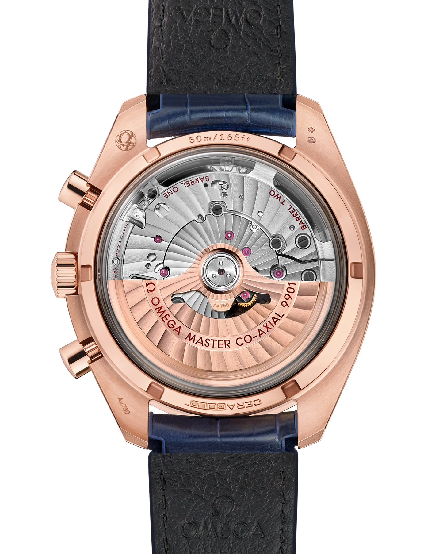 Speedmaster Racing 44.25 mm, Sedna™ gold on leather strap