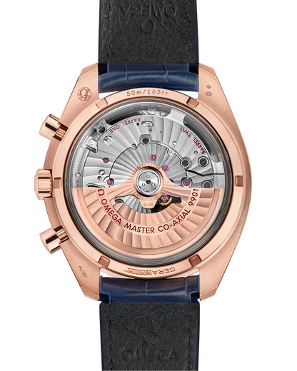 Speedmaster Racing 44.25 mm, Sedna™ gold on leather strap